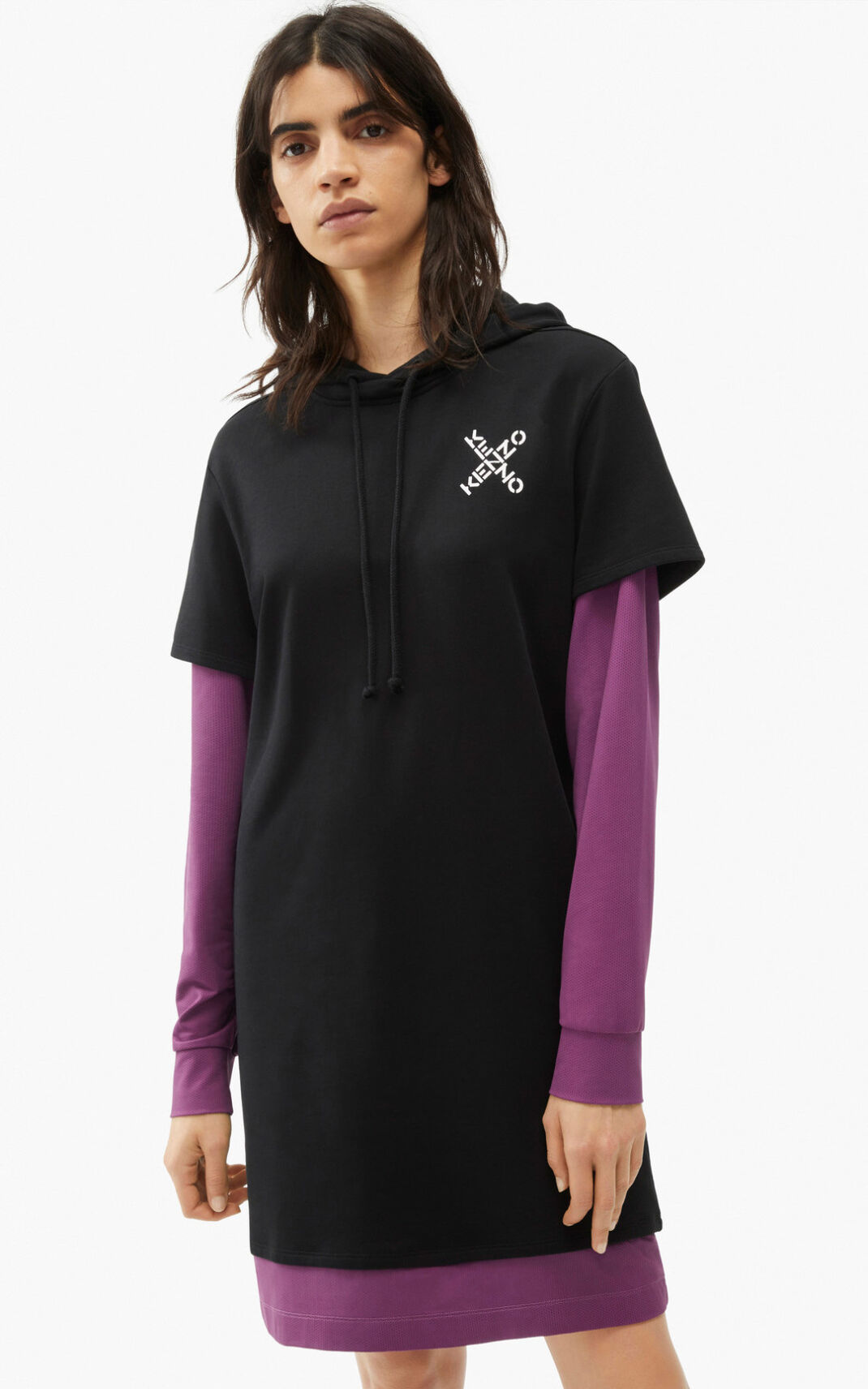 Vestido Kenzo Sport Little X sweatshirt Feminino - Pretas | 029BDWQXO